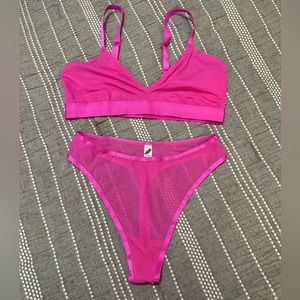 NWOT Bundle of Parade Luxe Mesh Triangle Bralette & Silky Mesh High Cut Thong